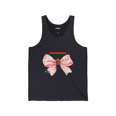 Strawberry Splash Tank, Fun Summer Apparel, Cute Unisex Jersey Tank, Beachwear, Festival Top, Gift for Strawberry Lovers(3)