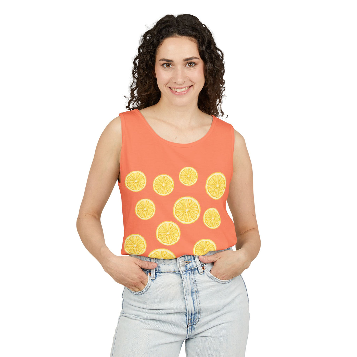Lemon-Themed Unisex Tank Top, Summer Vibes, Beachwear, Casual Outfit, Gift for Lemon Lovers, Fruit Fashion(3)