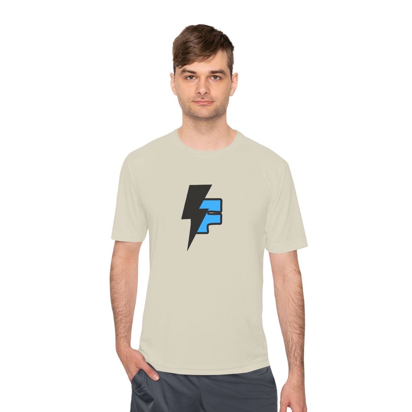 Dynamic Unisex Moisture Wicking Fyroz Bolt Tee – Bold Streetwear Lightning Logo Design, Fitness Shirt, Activewear, Graphic Tee, Sports Apparel, Gift for Athletes