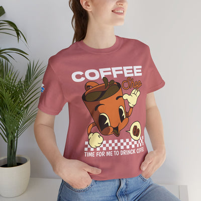 "It's Time to Drink Coffee" Printed T-Shirt - Funny Line Design for Coffee Lovers, Unisex Casual T-Shirt, Coffee Lover Gift, Classic Design Coffee Inspired Stylish Clothing