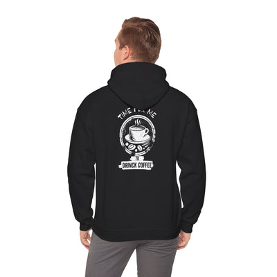 "It's Time to Drink Coffee" Printed Hoodie - Funny Line Design for Coffee Lovers, Unisex Casual Hoodie, Coffee Lover Gift, Classic Design Coffee Inspired Stylish Clothing