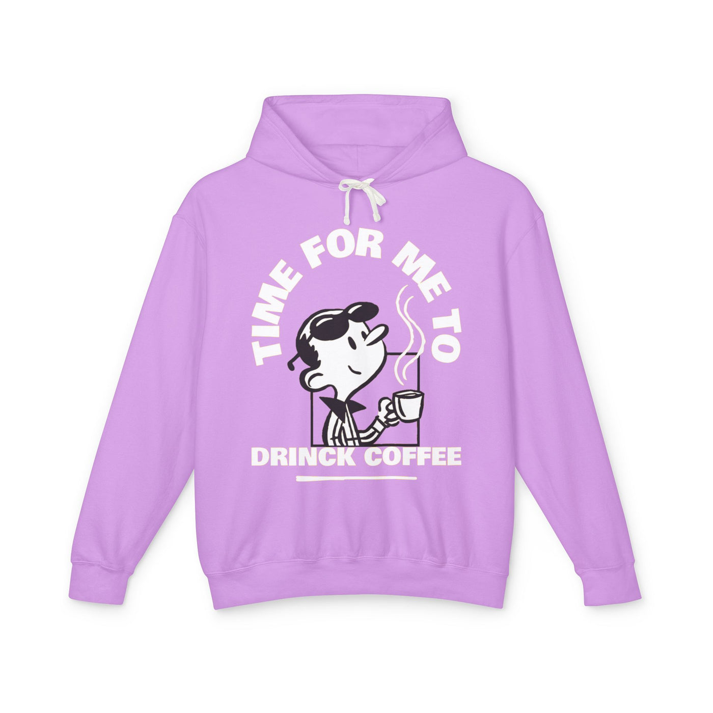 "It's Time to Drink Coffee" Printed Hoodie - Funny Line Design for Coffee Lovers, Unisex Casual Hoodie, Coffee Lover Gift, Classic Design Coffee Inspired Stylish Clothing