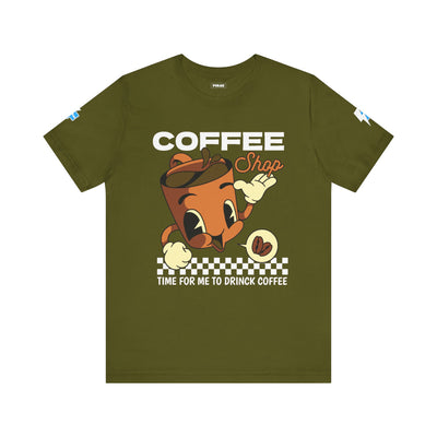 "It's Time to Drink Coffee" Printed T-Shirt - Funny Line Design for Coffee Lovers, Unisex Casual T-Shirt, Coffee Lover Gift, Classic Design Coffee Inspired Stylish Clothing