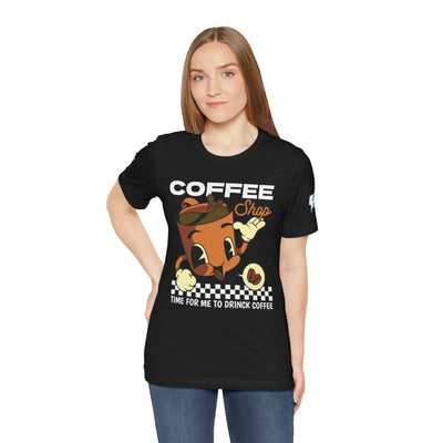 "It's Time to Drink Coffee" Printed T-Shirt - Funny Line Design for Coffee Lovers, Unisex Casual T-Shirt, Coffee Lover Gift, Classic Design Coffee Inspired Stylish Clothing