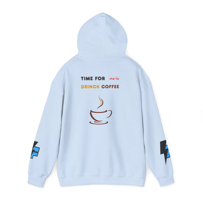 "It's Time to Drink Coffee" Printed Hoodie - Funny Line Design for Coffee Lovers, Unisex Casual T-Shirt, Coffee Lover Gift, Classic Design Coffee Inspired Stylish Clothing