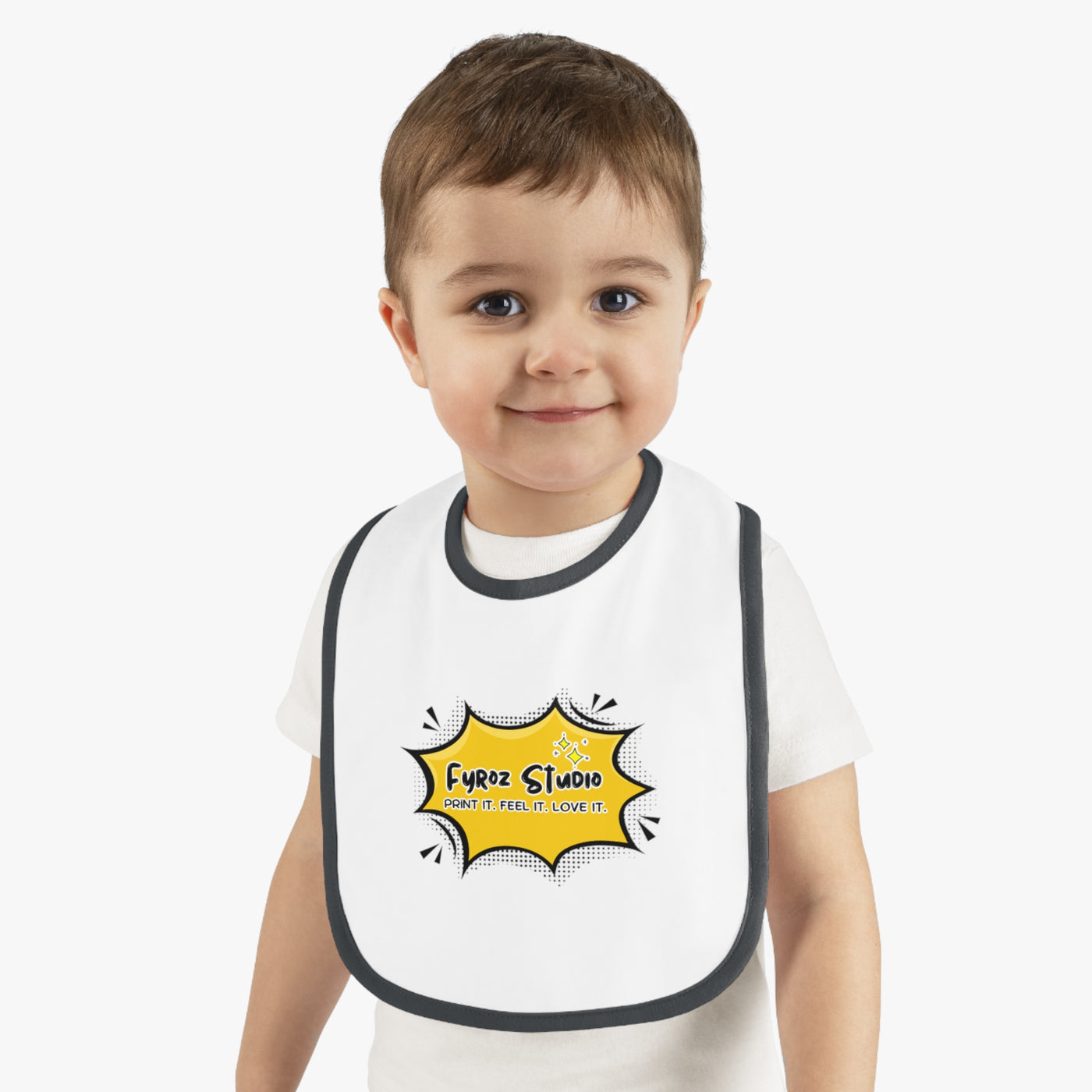 Fun Baby Bib with Contrast Trim, Cute Baby Feeding Bib, Gift for New Parents, Baby Shower Essential, Personalized Baby Bib