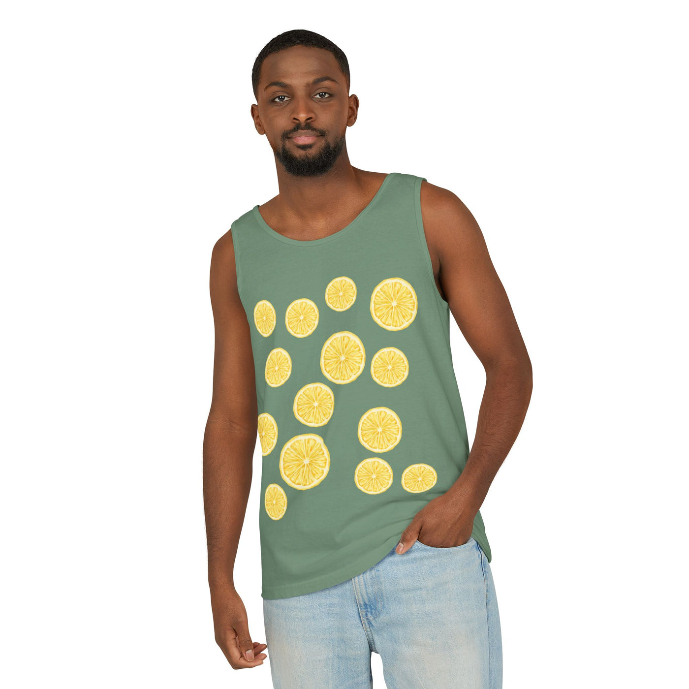 Lemon-Themed Unisex Tank Top, Summer Vibes, Beachwear, Casual Outfit, Gift for Lemon Lovers, Fruit Fashion(3)