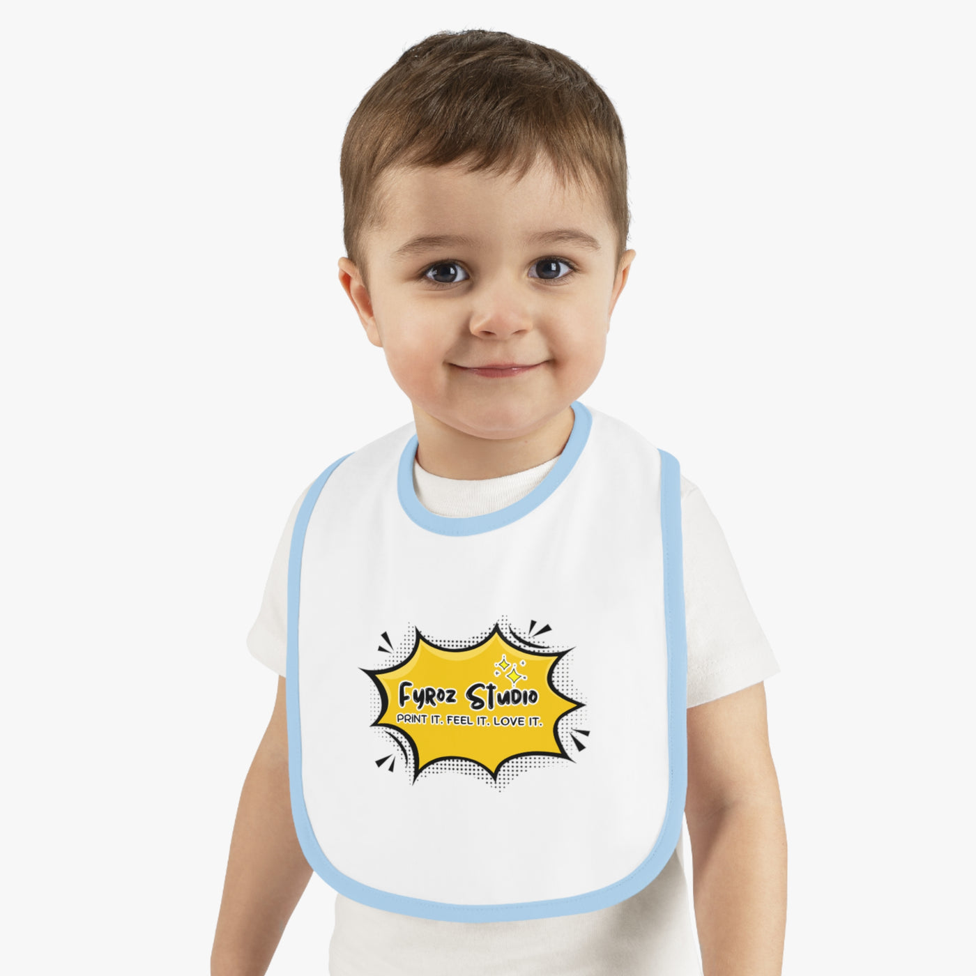 Fun Baby Bib with Contrast Trim, Cute Baby Feeding Bib, Gift for New Parents, Baby Shower Essential, Personalized Baby Bib