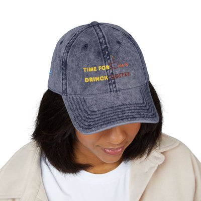 "It's Time to Drink Coffee" Printed cap - Funny Line Design for Coffee Lovers, Unisex Casual cap, Coffee Lover Gift, Classic Design Coffee Inspired Stylish Clothing