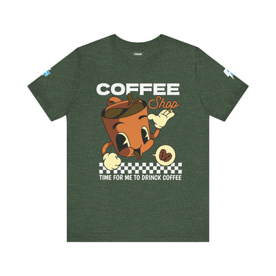 "It's Time to Drink Coffee" Printed T-Shirt - Funny Line Design for Coffee Lovers, Unisex Casual T-Shirt, Coffee Lover Gift, Classic Design Coffee Inspired Stylish Clothing