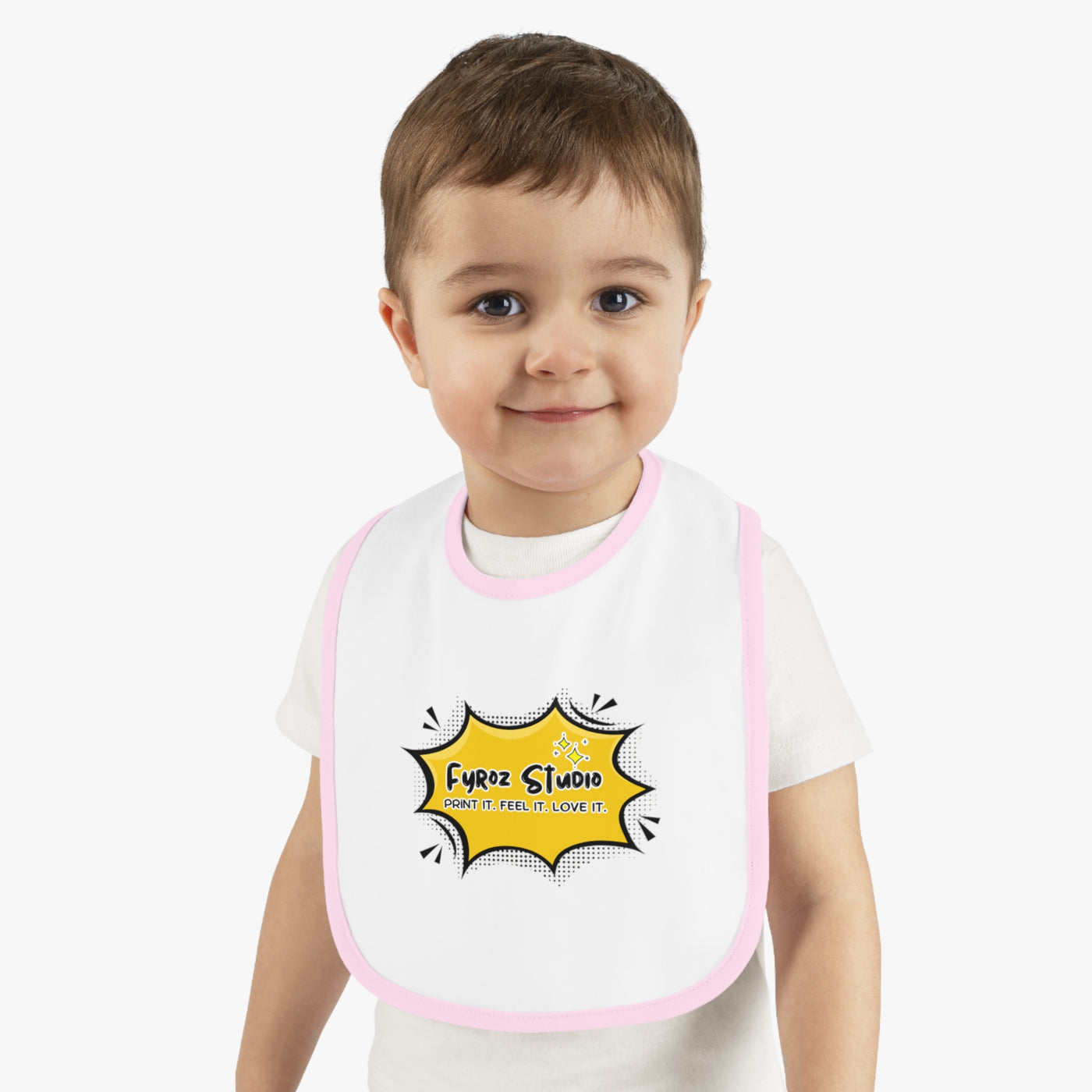 Fun Baby Bib with Contrast Trim, Cute Baby Feeding Bib, Gift for New Parents, Baby Shower Essential, Personalized Baby Bib