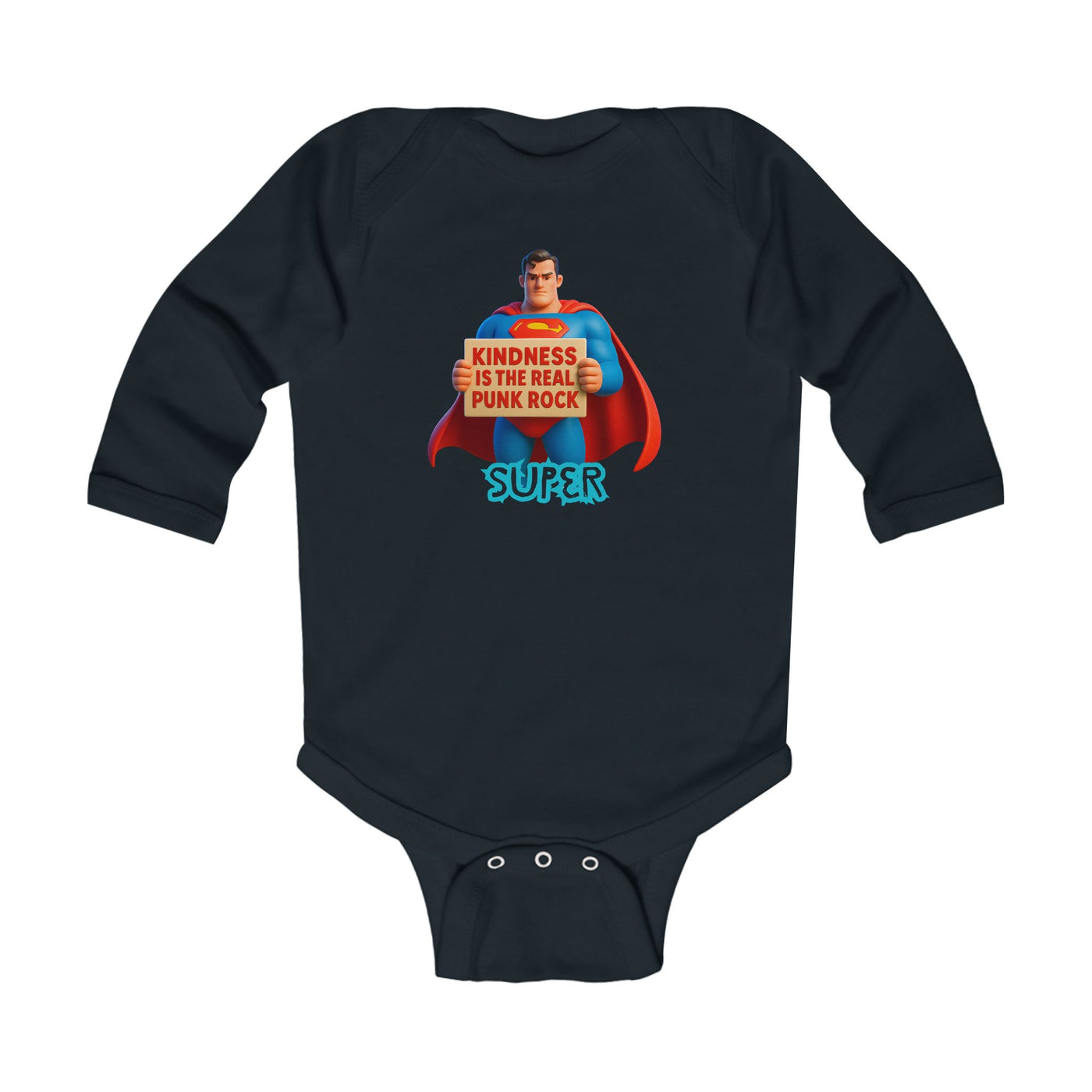 Super Kindness Infant Bodysuit, Cute Baby Gift, Punk Rock Baby Clothes, Newborn Outfit, Baby Shower Gift, Playful Toddler Wear