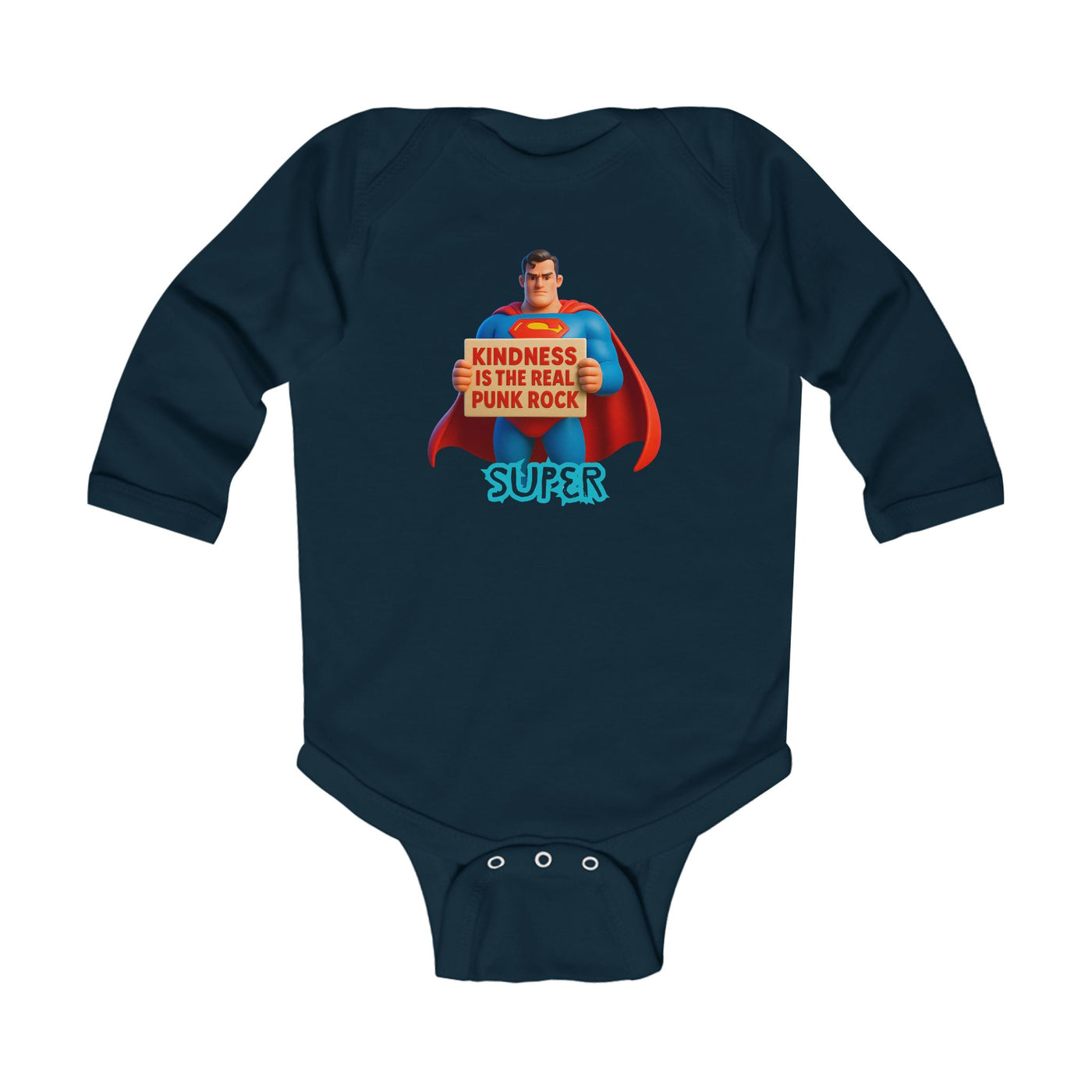 Super Kindness Infant Bodysuit, Cute Baby Gift, Punk Rock Baby Clothes, Newborn Outfit, Baby Shower Gift, Playful Toddler Wear