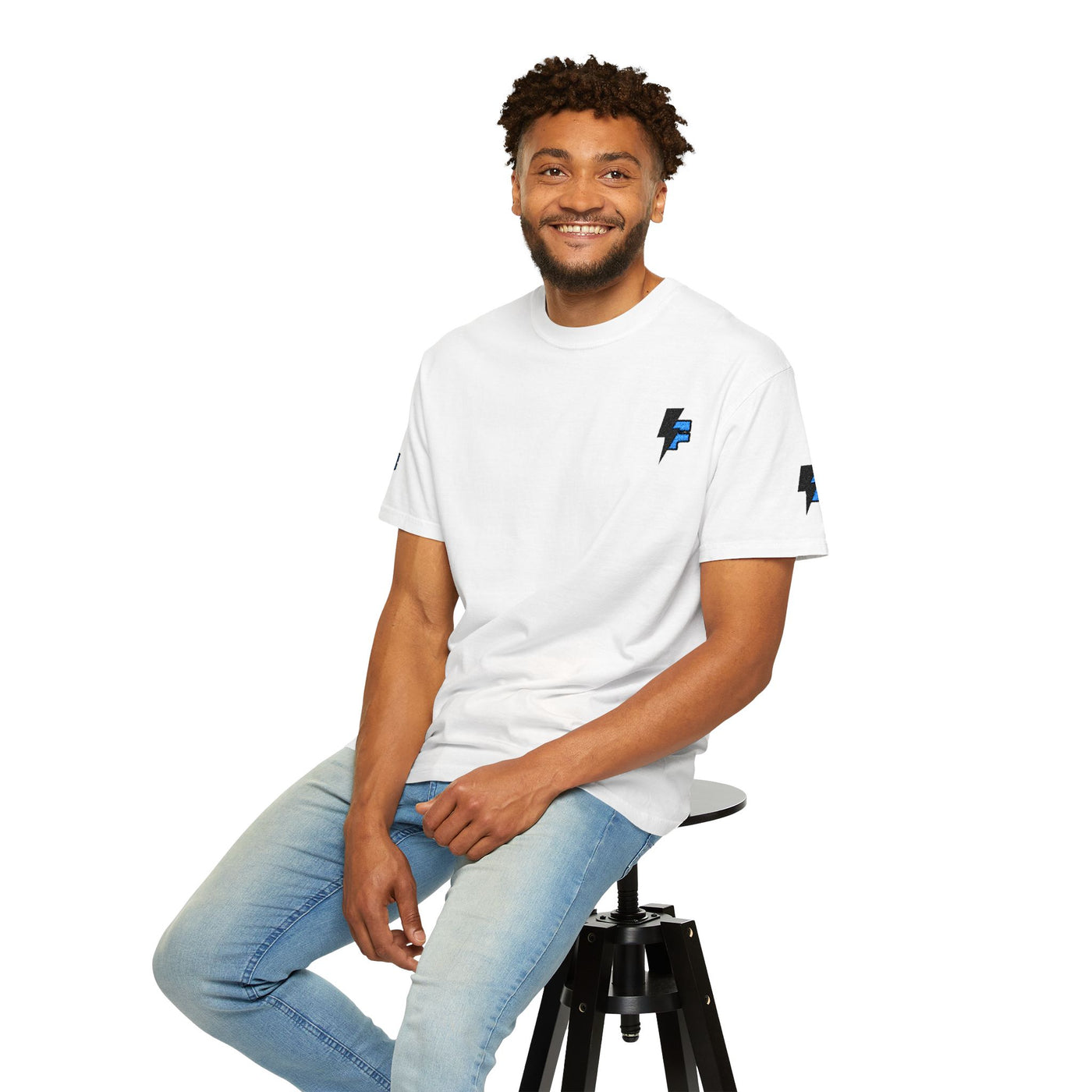 Dynamic Unisex Moisture Wicking Fyroz Bolt Tee – Bold Streetwear Lightning Logo Design, Fitness Shirt, Activewear, Graphic Tee, Sports Apparel, Gift for Athletes