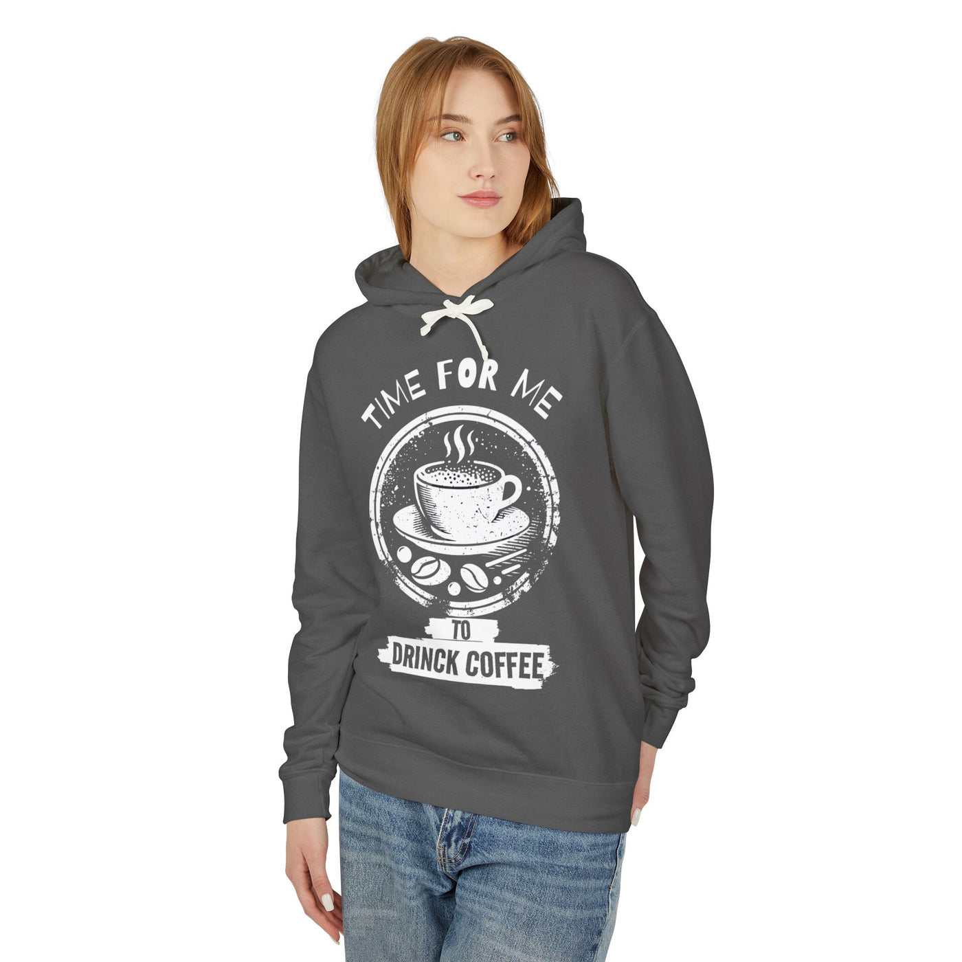 "It's Time to Drink Coffee" Printed Hoodie - Funny Line Design for Coffee Lovers, Unisex Casual Hoodie, Coffee Lover Gift, Classic Design Coffee Inspired Stylish Clothing