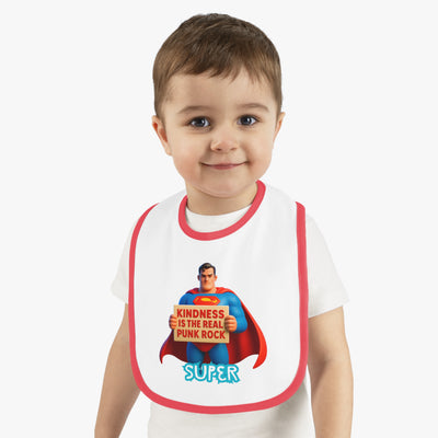 Superhero Kindness Baby Bib, Funny Baby Gift, Cute Infant Bib, Unique Baby Shower Present, Punk Rock Inspired Bib