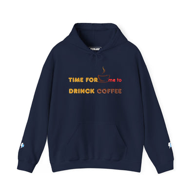 "It's Time to Drink Coffee" Printed Hoodie - Funny Line Design for Coffee Lovers, Unisex Casual Hoodie, Coffee Lover Gift, Classic Design Coffee Inspired Stylish Clothing