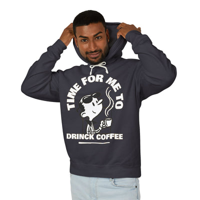 "It's Time to Drink Coffee" Printed Hoodie - Funny Line Design for Coffee Lovers, Unisex Casual Hoodie, Coffee Lover Gift, Classic Design Coffee Inspired Stylish Clothing