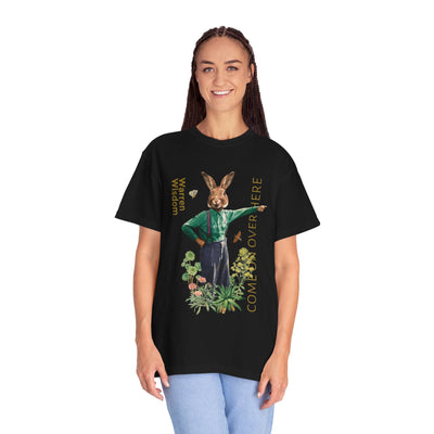 T-Shirt, Untamed Rabbit – Wild & Playful Bunny Aesthetic Design Animal Tee, Unisex Cartoon Shirt, Eco-Friendly Fashion, Gift for Nature Lovers, Boho Style Wear