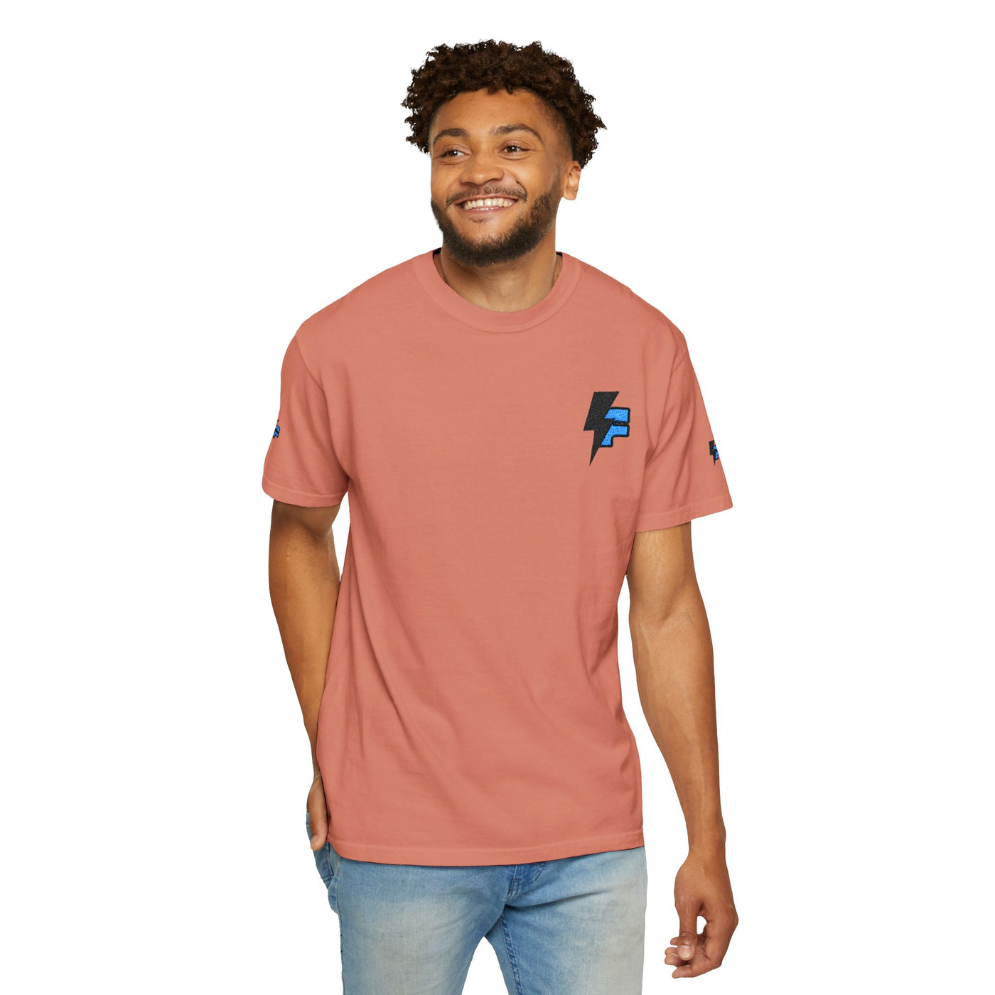 Dynamic Unisex Moisture Wicking Fyroz Bolt Tee – Bold Streetwear Lightning Logo Design, Fitness Shirt, Activewear, Graphic Tee, Sports Apparel, Gift for Athletes