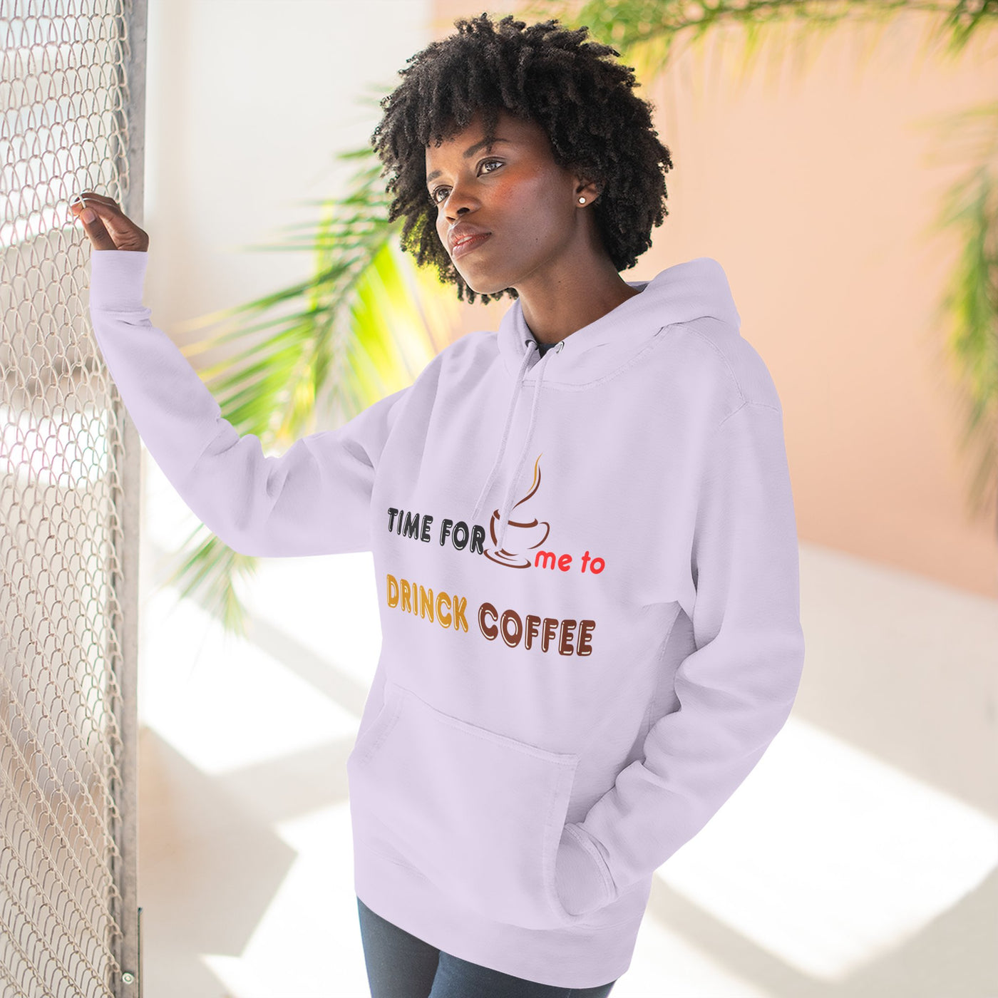 "It's Time to Drink Coffee" Printed Hoodie - Funny Line Design for Coffee Lovers, Unisex Casual Hoodie, Coffee Lover Gift, Classic Design Coffee Inspired Stylish Clothing