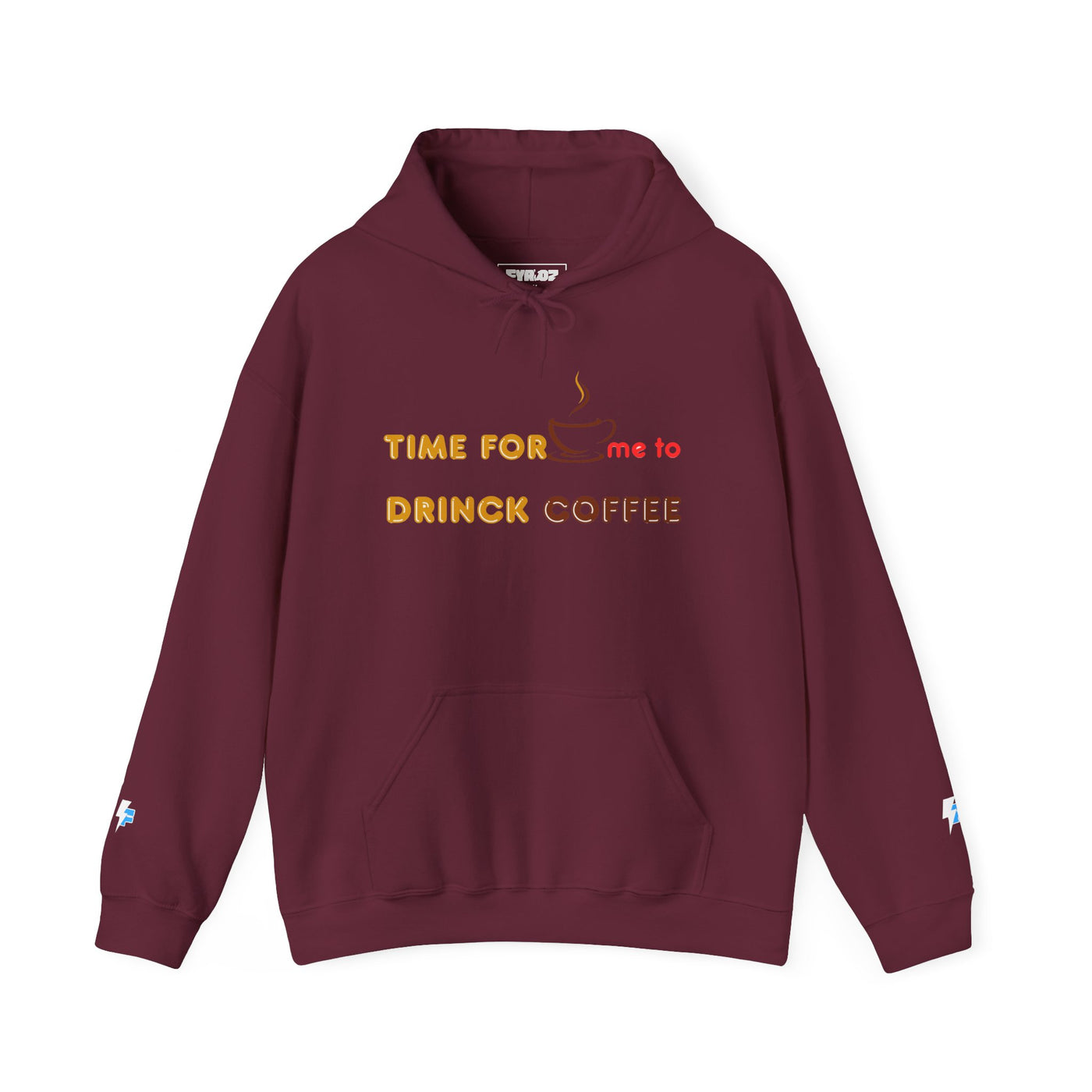 "It's Time to Drink Coffee" Printed Hoodie - Funny Line Design for Coffee Lovers, Unisex Casual Hoodie, Coffee Lover Gift, Classic Design Coffee Inspired Stylish Clothing