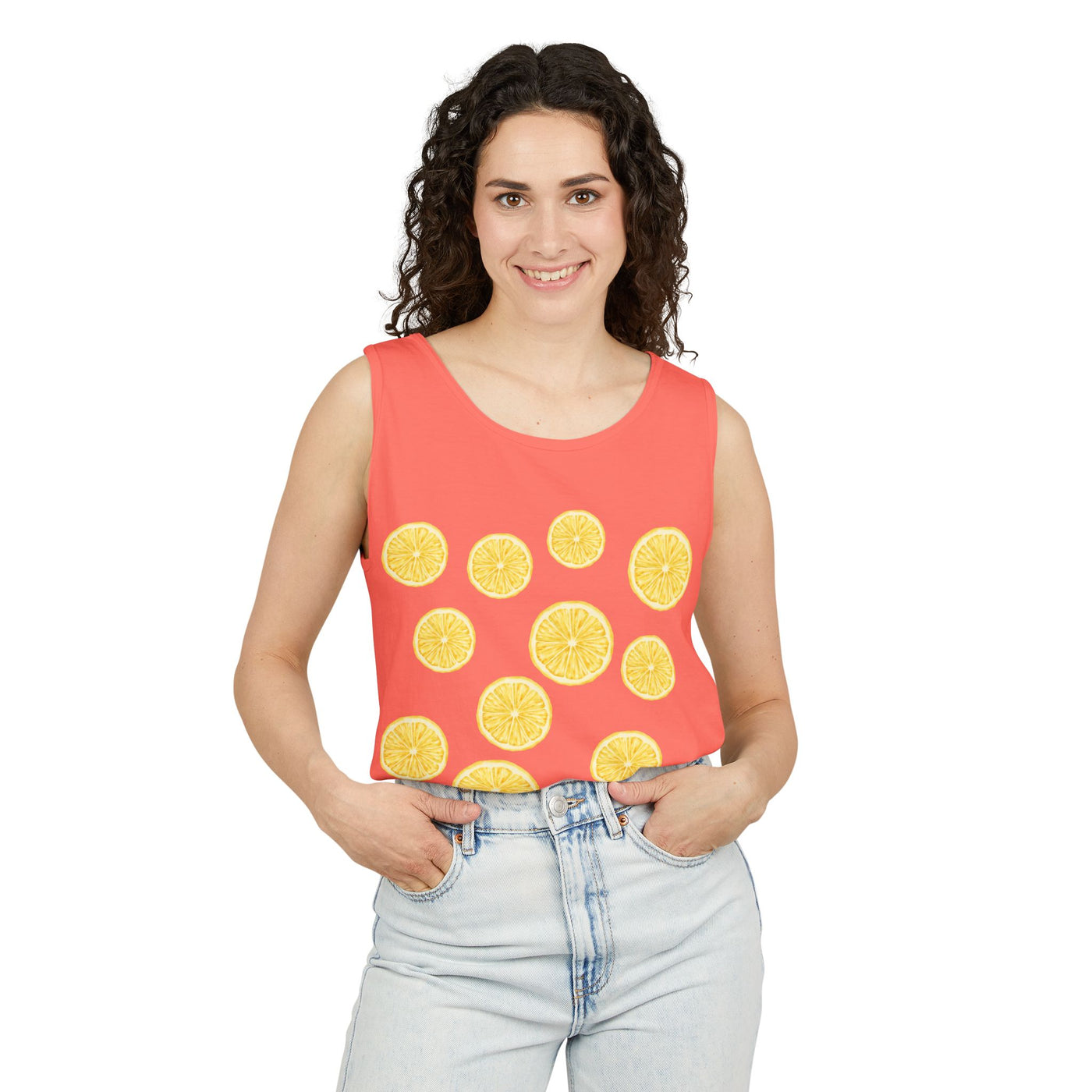 Lemon-Themed Unisex Tank Top, Summer Vibes, Beachwear, Casual Outfit, Gift for Lemon Lovers, Fruit Fashion(3)