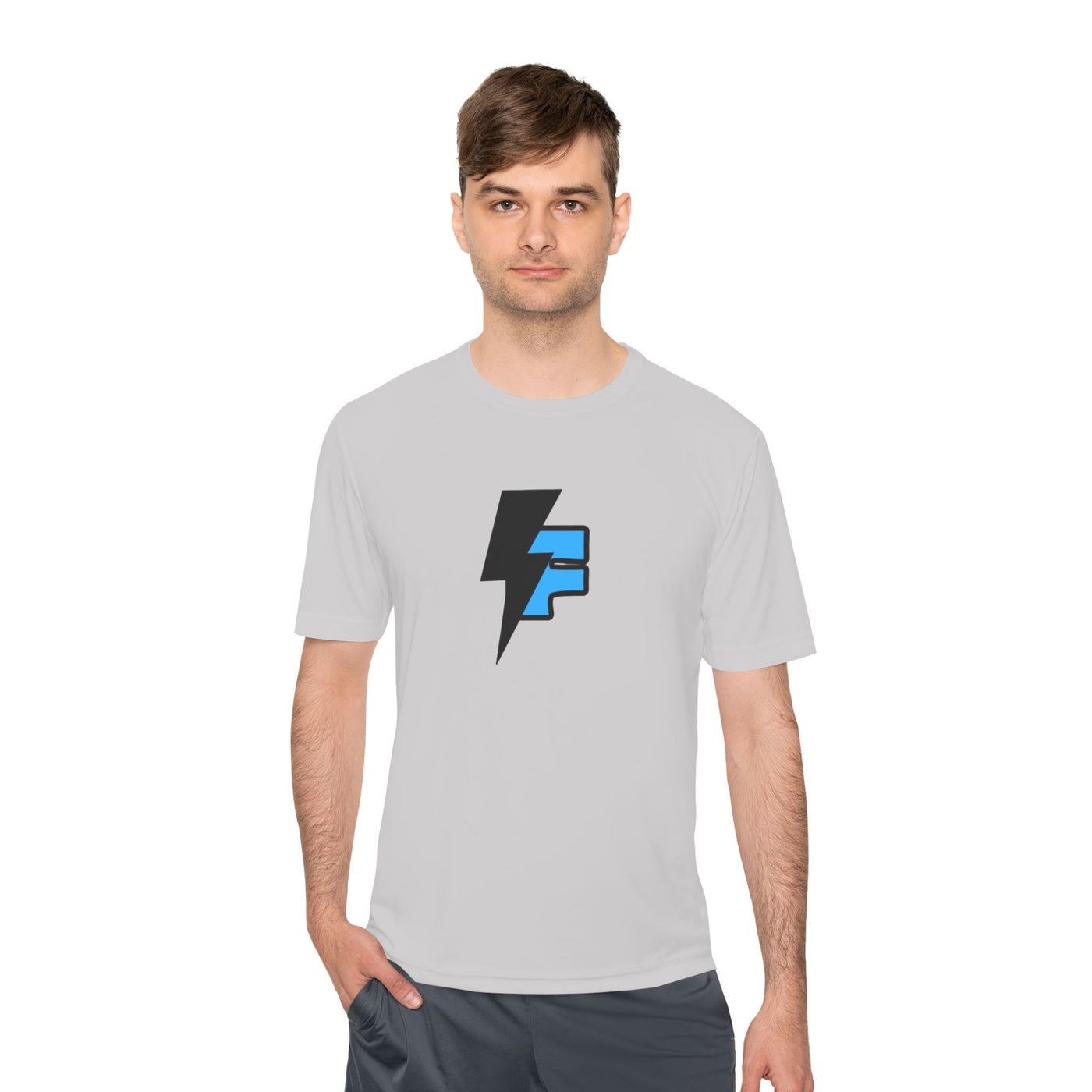 Dynamic Unisex Moisture Wicking Fyroz Bolt Tee – Bold Streetwear Lightning Logo Design, Fitness Shirt, Activewear, Graphic Tee, Sports Apparel, Gift for Athletes