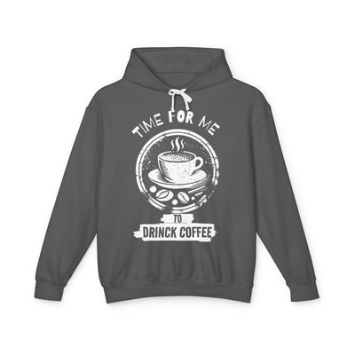 "It's Time to Drink Coffee" Printed Hoodie - Funny Line Design for Coffee Lovers, Unisex Casual Hoodie, Coffee Lover Gift, Classic Design Coffee Inspired Stylish Clothing