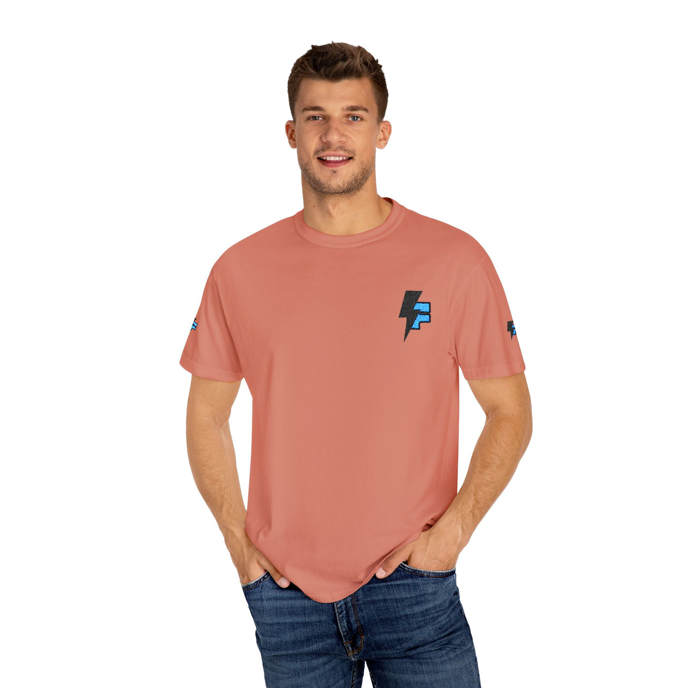 Dynamic Unisex Moisture Wicking Fyroz Bolt Tee – Bold Streetwear Lightning Logo Design, Fitness Shirt, Activewear, Graphic Tee, Sports Apparel, Gift for Athletes