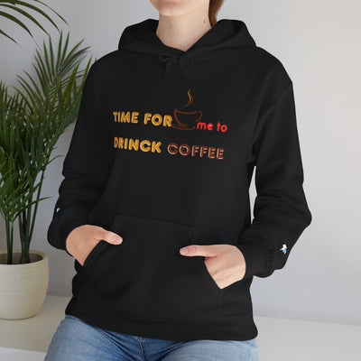 "It's Time to Drink Coffee" Printed Hoodie - Funny Line Design for Coffee Lovers, Unisex Casual Hoodie, Coffee Lover Gift, Classic Design Coffee Inspired Stylish Clothing