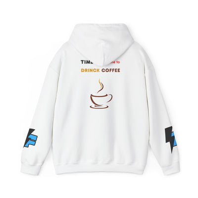 "It's Time to Drink Coffee" Printed Hoodie - Funny Line Design for Coffee Lovers, Unisex Casual T-Shirt, Coffee Lover Gift, Classic Design Coffee Inspired Stylish Clothing