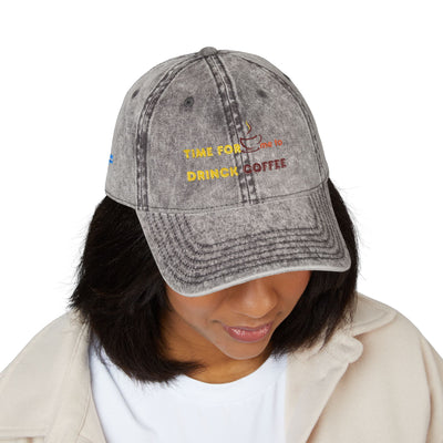 "It's Time to Drink Coffee" Printed cap - Funny Line Design for Coffee Lovers, Unisex Casual cap, Coffee Lover Gift, Classic Design Coffee Inspired Stylish Clothing