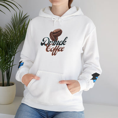 "It's Time to Drink Coffee" Printed Hoodie - Funny Line Design for Coffee Lovers, Unisex Casual T-Shirt, Coffee Lover Gift, Classic Design Coffee Inspired Stylish Clothing