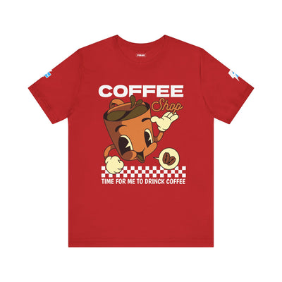 "It's Time to Drink Coffee" Printed T-Shirt - Funny Line Design for Coffee Lovers, Unisex Casual T-Shirt, Coffee Lover Gift, Classic Design Coffee Inspired Stylish Clothing