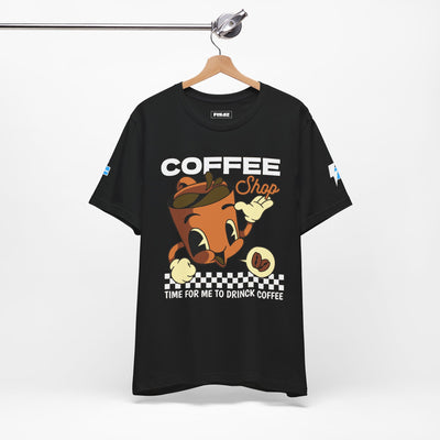 "It's Time to Drink Coffee" Printed T-Shirt - Funny Line Design for Coffee Lovers, Unisex Casual T-Shirt, Coffee Lover Gift, Classic Design Coffee Inspired Stylish Clothing