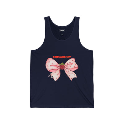 Strawberry Splash Tank, Fun Summer Apparel, Cute Unisex Jersey Tank, Beachwear, Festival Top, Gift for Strawberry Lovers(3)