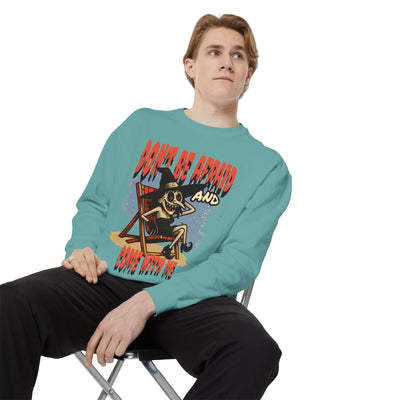 Just a Little Moody – Aesthetic Minimalist Typography Design, Unisex Graphic Sweatshirt, Gift for Friends worn by a model.