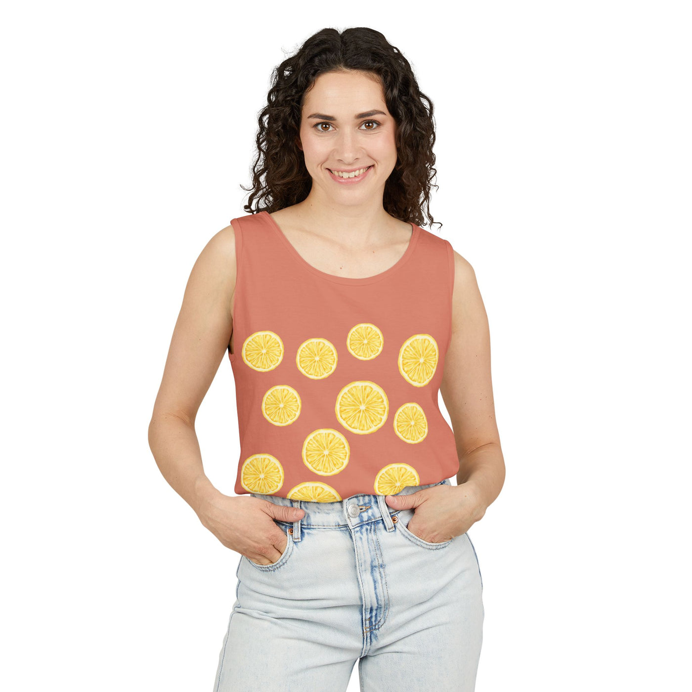 Lemon-Themed Unisex Tank Top, Summer Vibes, Beachwear, Casual Outfit, Gift for Lemon Lovers, Fruit Fashion(3)