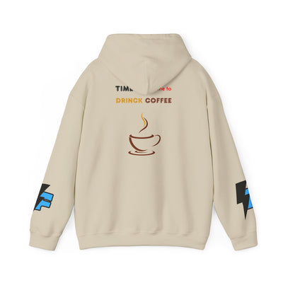 "It's Time to Drink Coffee" Printed Hoodie - Funny Line Design for Coffee Lovers, Unisex Casual T-Shirt, Coffee Lover Gift, Classic Design Coffee Inspired Stylish Clothing
