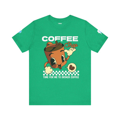 "It's Time to Drink Coffee" Printed T-Shirt - Funny Line Design for Coffee Lovers, Unisex Casual T-Shirt, Coffee Lover Gift, Classic Design Coffee Inspired Stylish Clothing