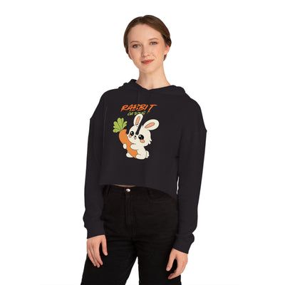 Cropped Hooded Sweatshirt with Playful Rabbit Design,Untamed Rabbit – Wild & Playful Bunny Aesthetic Design Animal Tee, Unisex Cartoon Shirt, Eco-Friendly Fashion, Gift for Nature Lovers, Boho Style Wear