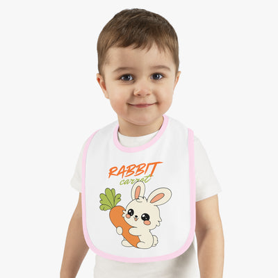 Cute Rabbit Jersey Bib for Babies – Funny Baby Feeding Bib, Baby Shower Gift, Toddler Accessories, Easter Gift, Spring Celebration