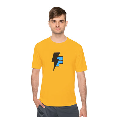Dynamic Unisex Moisture Wicking Fyroz Bolt Tee – Bold Streetwear Lightning Logo Design, Fitness Shirt, Activewear, Graphic Tee, Sports Apparel, Gift for Athletes