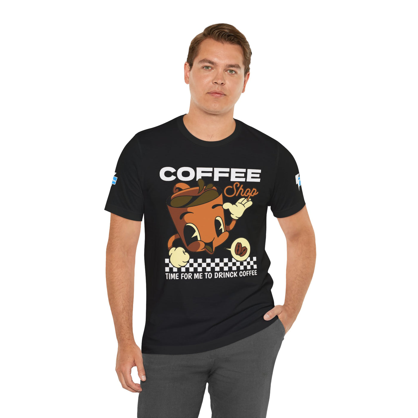 "It's Time to Drink Coffee" Printed T-Shirt - Funny Line Design for Coffee Lovers, Unisex Casual T-Shirt, Coffee Lover Gift, Classic Design Coffee Inspired Stylish Clothing