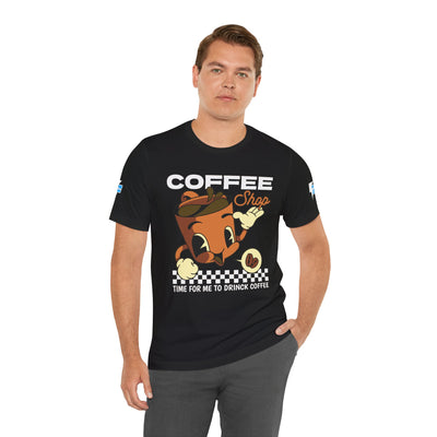 "It's Time to Drink Coffee" Printed T-Shirt - Funny Line Design for Coffee Lovers, Unisex Casual T-Shirt, Coffee Lover Gift, Classic Design Coffee Inspired Stylish Clothing