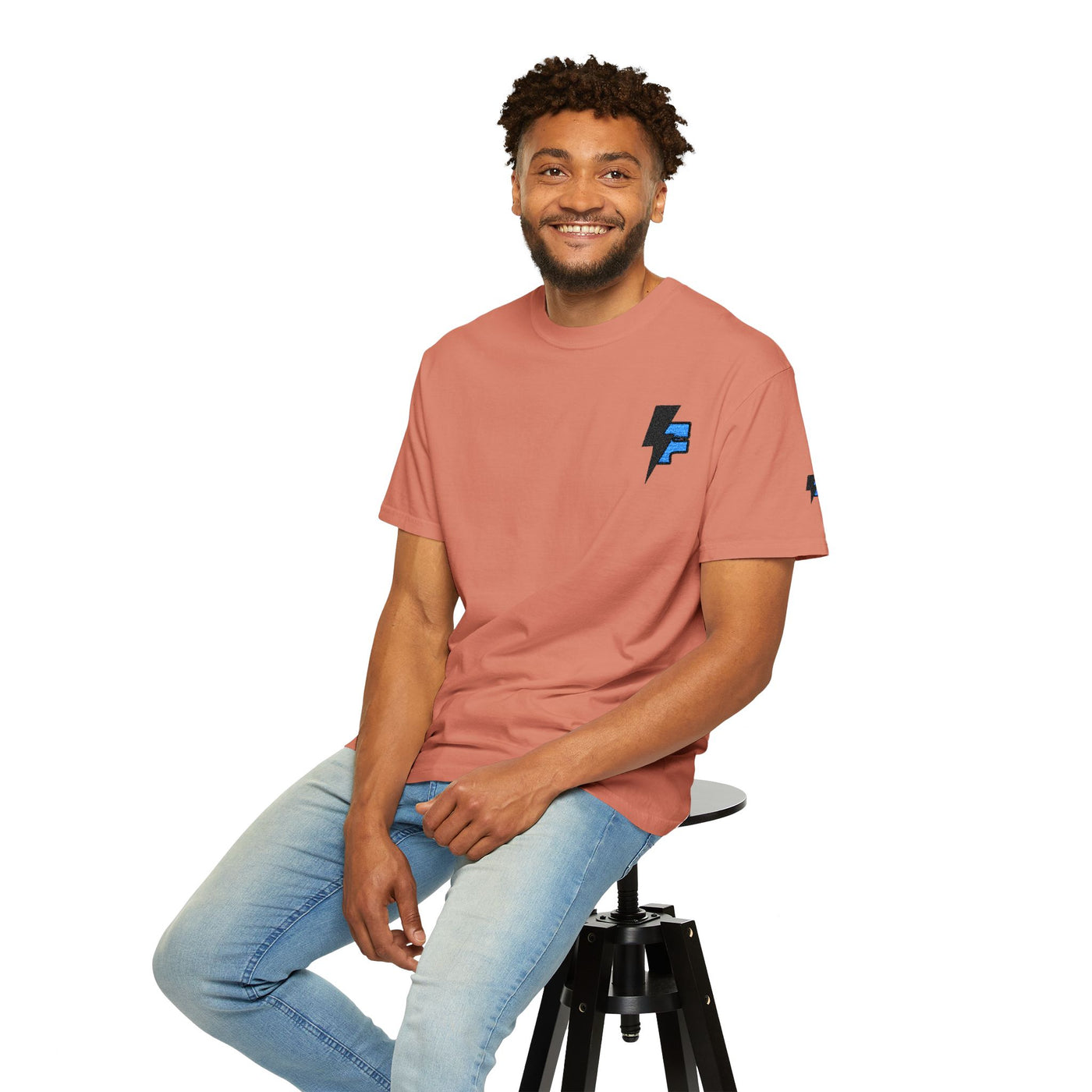 Dynamic Unisex Moisture Wicking Fyroz Bolt Tee – Bold Streetwear Lightning Logo Design, Fitness Shirt, Activewear, Graphic Tee, Sports Apparel, Gift for Athletes