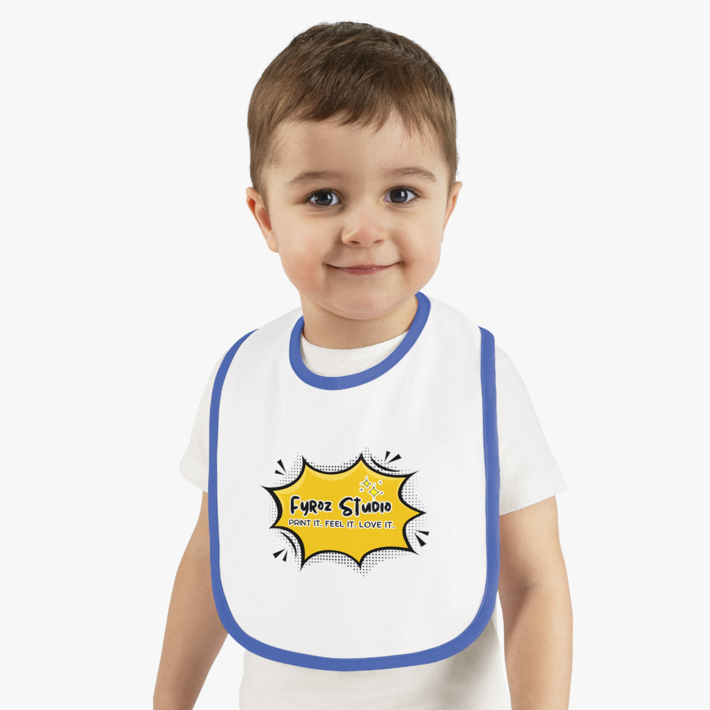 Fun Baby Bib with Contrast Trim, Cute Baby Feeding Bib, Gift for New Parents, Baby Shower Essential, Personalized Baby Bib