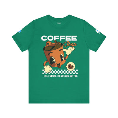 "It's Time to Drink Coffee" Printed T-Shirt - Funny Line Design for Coffee Lovers, Unisex Casual T-Shirt, Coffee Lover Gift, Classic Design Coffee Inspired Stylish Clothing