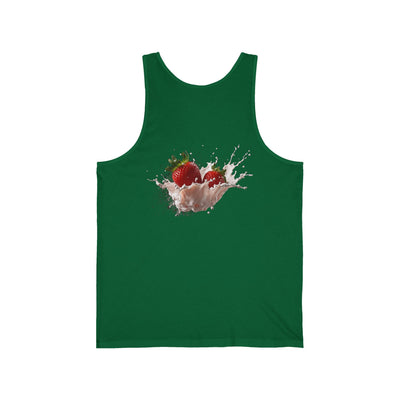 Strawberry Splash Tank, Fun Summer Apparel, Cute Unisex Jersey Tank, Beachwear, Festival Top, Gift for Strawberry Lovers(3)